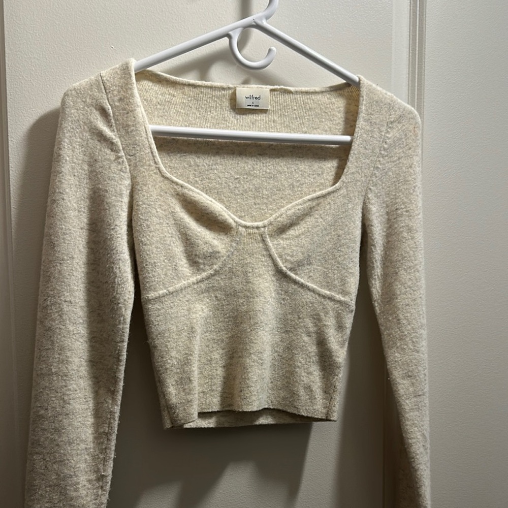 Aritzia Wilfred Beige Knit Sweater